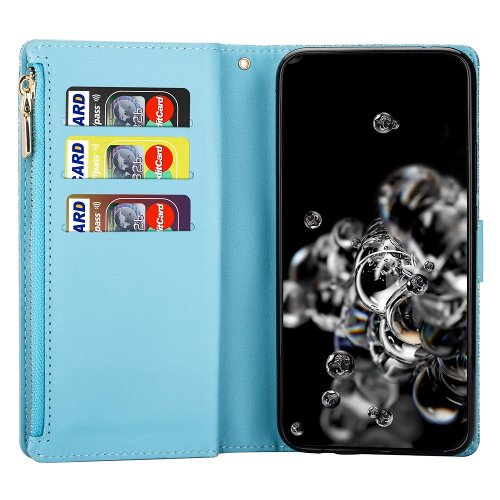 For Samsung Galaxy A15 4G / 5G Case Zipper Pocket PU Leather Wallet Glittery Phone Cover