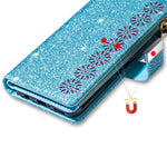 For Samsung Galaxy A15 4G / 5G Case Zipper Pocket PU Leather Wallet Glittery Phone Cover