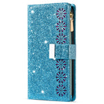 For Samsung Galaxy A15 4G / 5G Case Zipper Pocket PU Leather Wallet Glittery Phone Cover