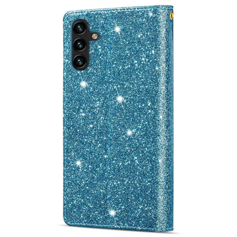 For Samsung Galaxy A15 4G / 5G Case Zipper Pocket PU Leather Wallet Glittery Phone Cover