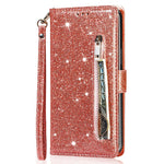 For Xiaomi Redmi Note 13 5G Case Stand Glitter Phone Leather Cover Zipper Pocket