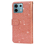 For Xiaomi Redmi Note 13 5G Case Stand Glitter Phone Leather Cover Zipper Pocket