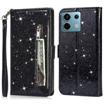 For Xiaomi Redmi Note 13 5G Case Stand Glitter Phone Leather Cover Zipper Pocket