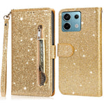 For Xiaomi Redmi Note 13 5G Case Stand Glitter Phone Leather Cover Zipper Pocket