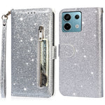 For Xiaomi Redmi Note 13 5G Case Stand Glitter Phone Leather Cover Zipper Pocket