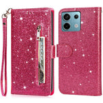 For Xiaomi Redmi Note 13 5G Case Stand Glitter Phone Leather Cover Zipper Pocket