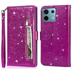 For Xiaomi Redmi Note 13 5G Case Stand Glitter Phone Leather Cover Zipper Pocket