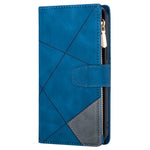 Color Splicing Case for Xiaomi Redmi Note 13 5G Phone Cover Zipper Pocket Wallet Shell