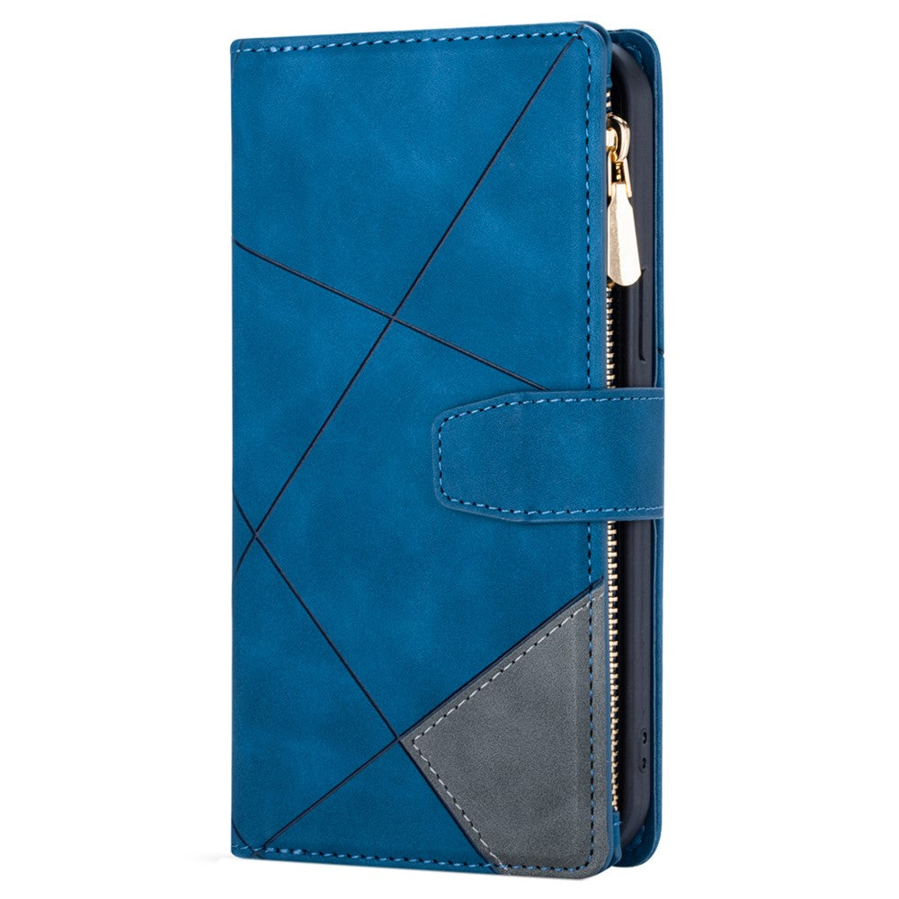 Color Splicing Case for Xiaomi Redmi Note 13 5G Phone Cover Zipper Pocket Wallet Shell
