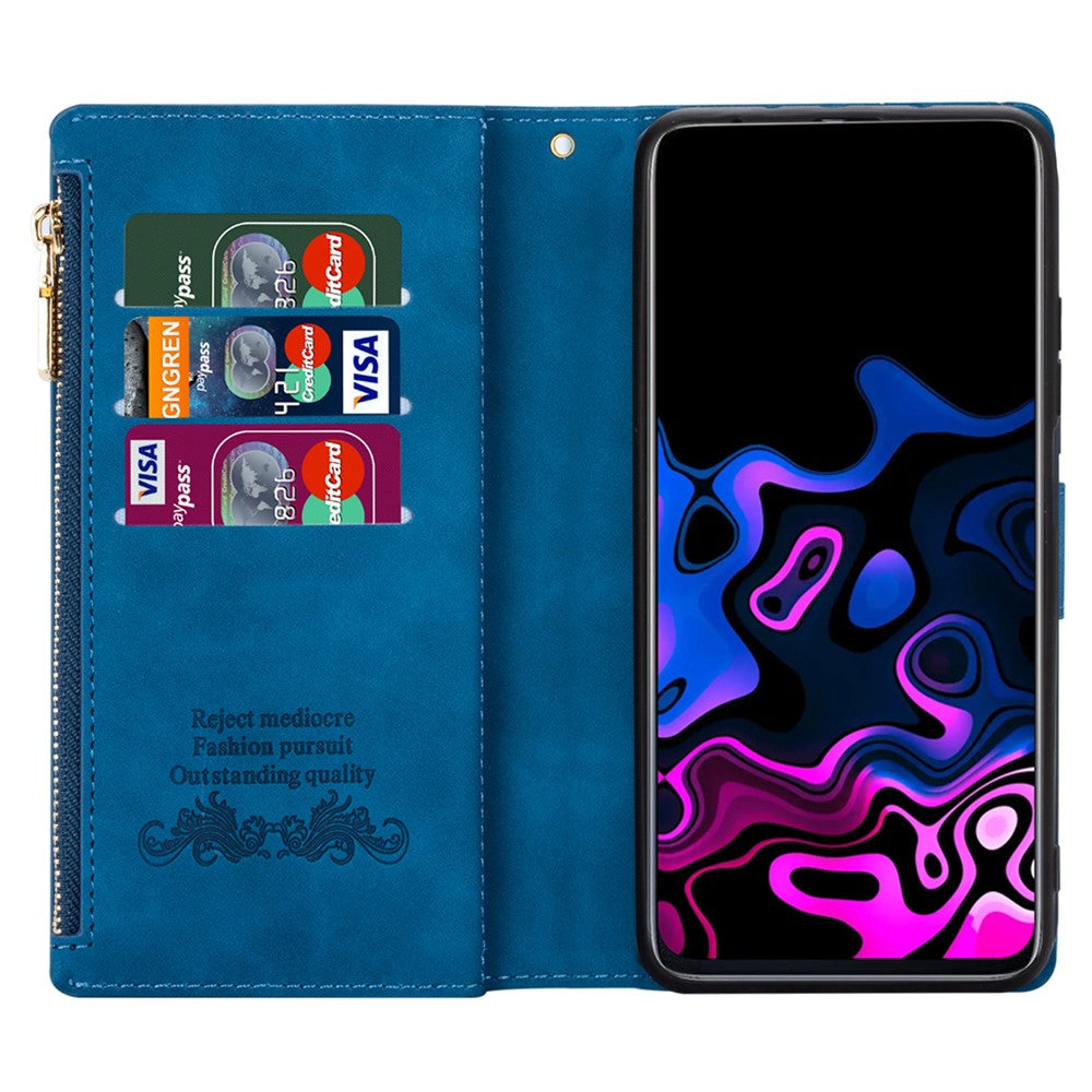 Color Splicing Case for Xiaomi Redmi Note 13 5G Phone Cover Zipper Pocket Wallet Shell