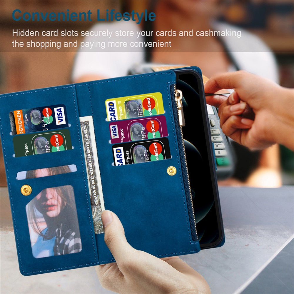 Color Splicing Case for Xiaomi Redmi Note 13 5G Phone Cover Zipper Pocket Wallet Shell
