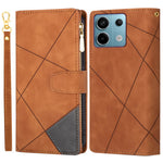 Color Splicing Case for Xiaomi Redmi Note 13 5G Phone Cover Zipper Pocket Wallet Shell