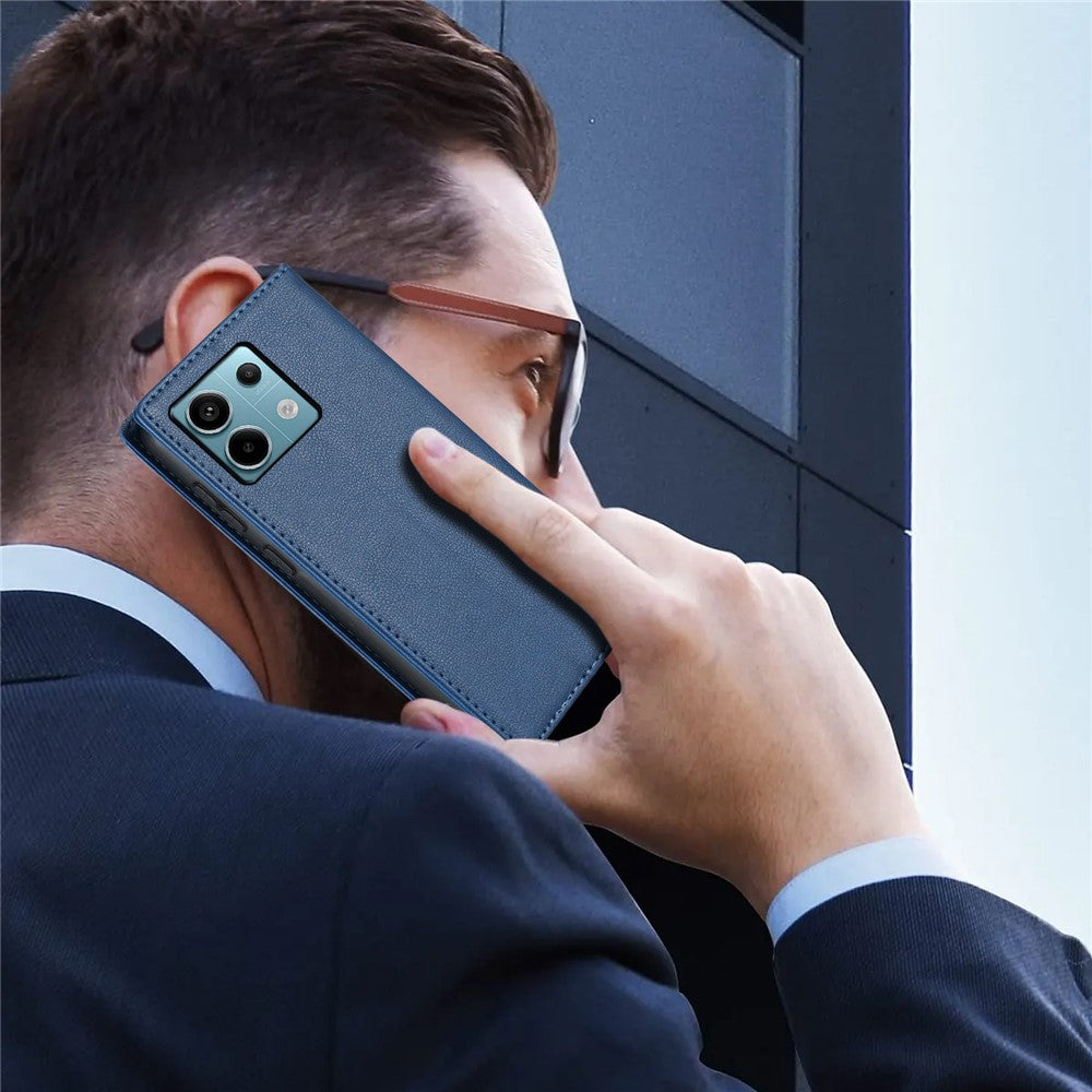 BKS-001 För Xiaomi Redmi Note 13 5G Skal Fallsäkert Läderfodral med Magnetstängning