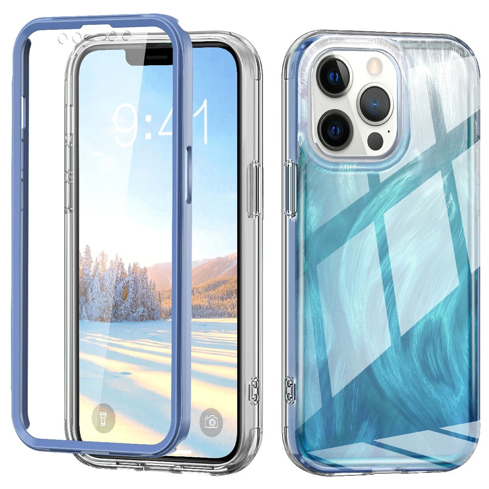 For iPhone 12 / 12 Pro Gradient Case PC+TPU Phone Cover with PET Screen Protector