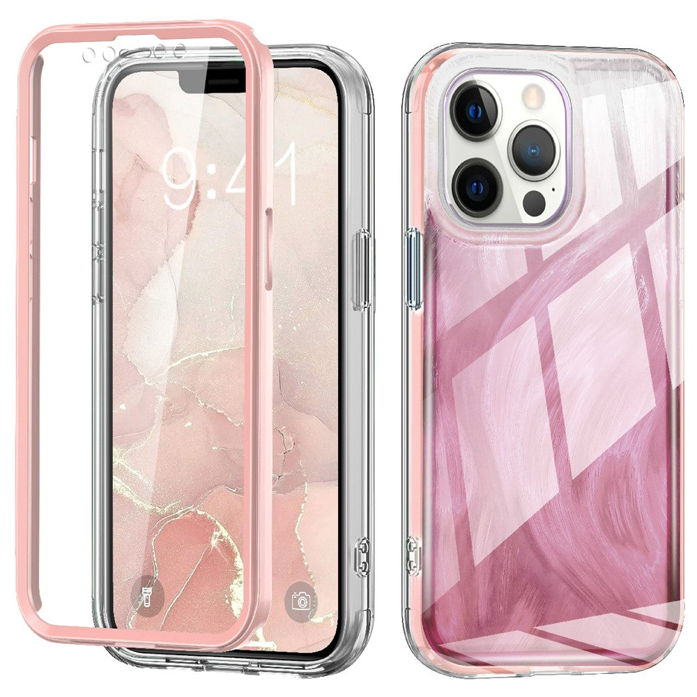 For iPhone 12 / 12 Pro Gradient Case PC+TPU Phone Cover with PET Screen Protector