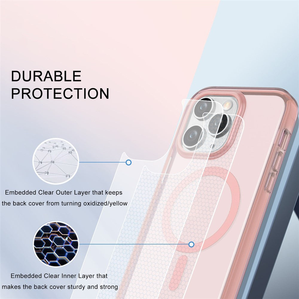 For iPhone 11 Pro Max Case Compatible with MagSafe PC + TPU Clear Phone Cover with PET Screen Film