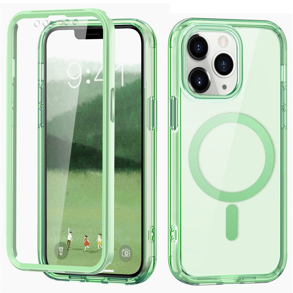 For iPhone 11 Pro Max Case Compatible with MagSafe PC + TPU Clear Phone Cover with PET Screen Film