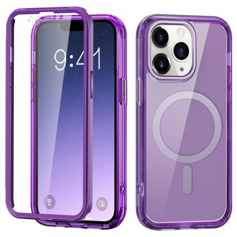 For iPhone 11 Pro Max Case Compatible with MagSafe PC + TPU Clear Phone Cover with PET Screen Film