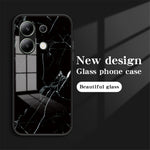Xiaomi Redmi Note 13 4G Anti-fall-mobilskal Härdat glasfodral Marmormönster mobilskal