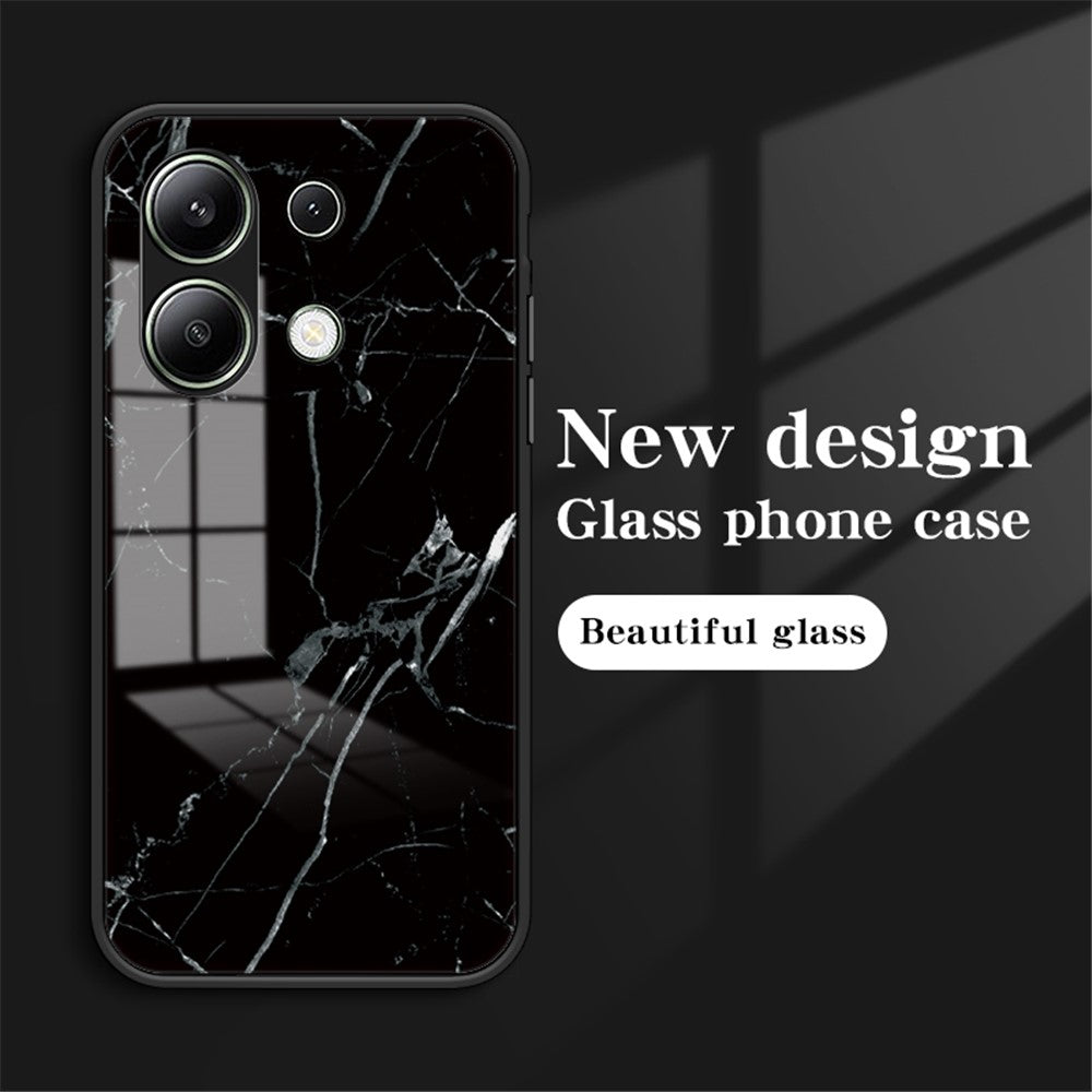 Xiaomi Redmi Note 13 4G Anti-fall-mobilskal Härdat glasfodral Marmormönster mobilskal