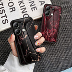 For Xiaomi Redmi Note 13 4G Anti-Drop Phone Cover Tempered Glass Case Marble Pattern Phone Shell