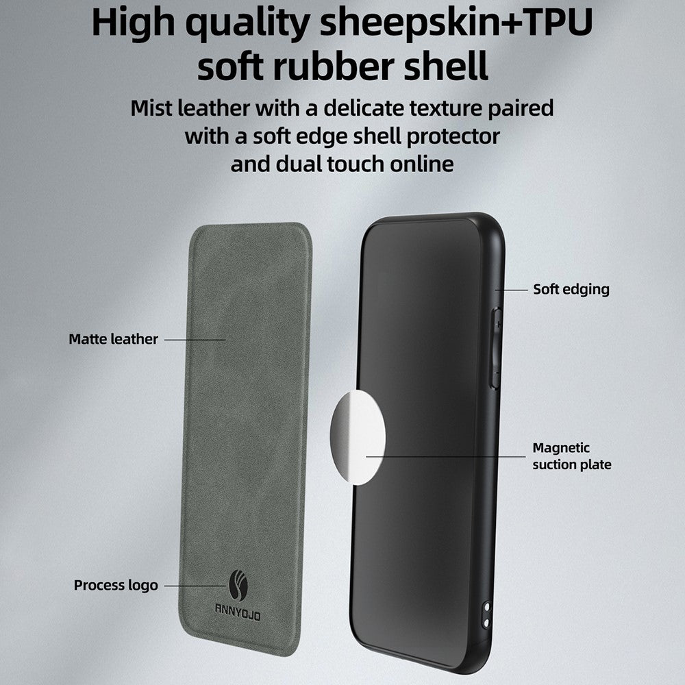 ANNYOJO För Xiaomi Redmi Note 13 4G Skal Läder+PC+TPU Stötdämpande mobilskal