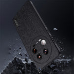 For Xiaomi 14 Ultra Case PU Leather Coated PC+TPU Back Phone Cover with Wood Texture