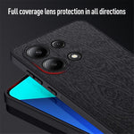 For Xiaomi Redmi Note 13 4G Case Wood Texture Leather Coated PC+TPU Phone Cover