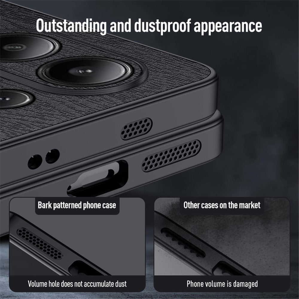 For Xiaomi Redmi Note 13 4G Case Wood Texture Leather Coated PC+TPU Phone Cover