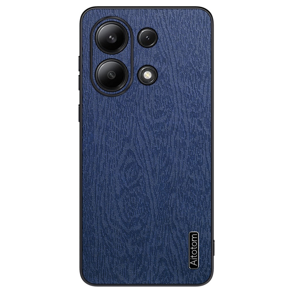 For Xiaomi Redmi Note 13 4G Case Wood Texture Leather Coated PC+TPU Phone Cover