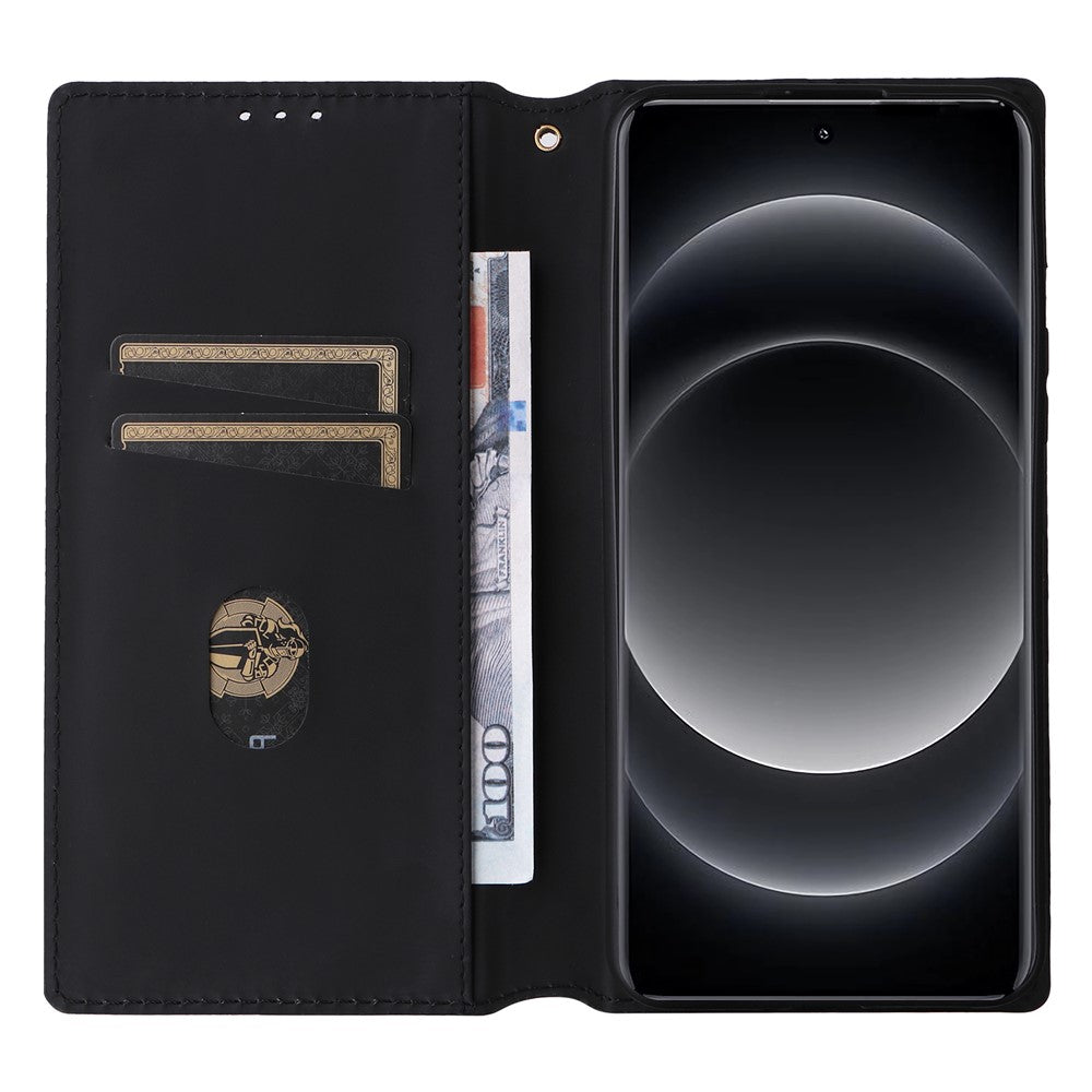 For Xiaomi 14 Ultra Leather Case Rhombus Imprinted Flip Stand Phone Protector