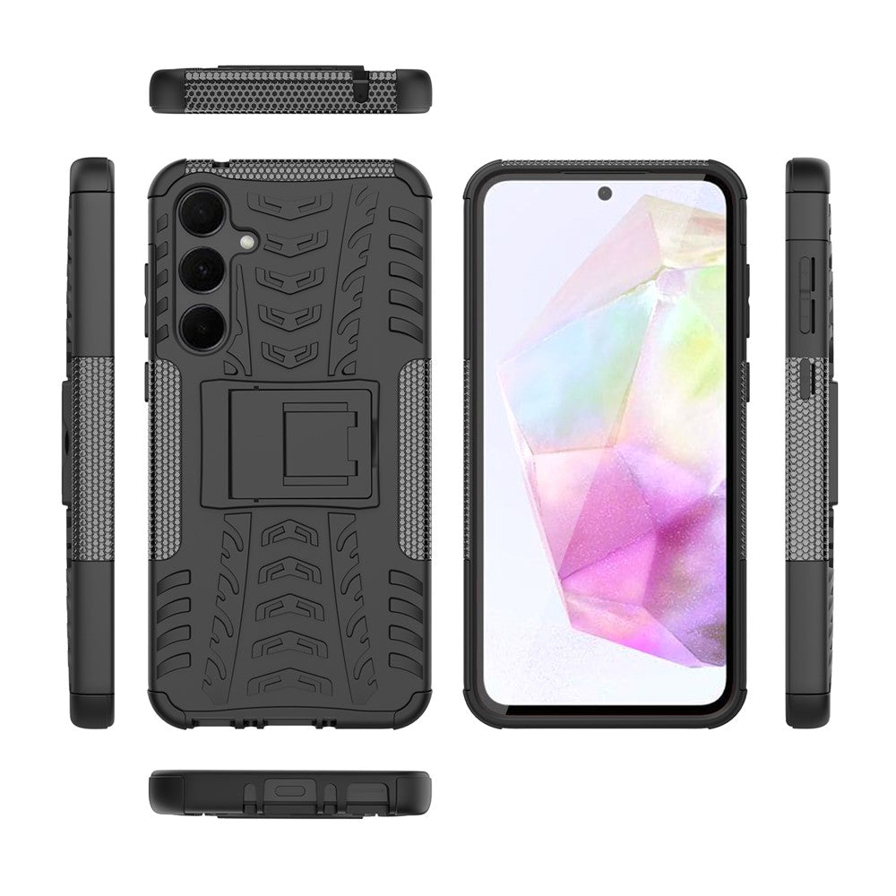 For Samsung Galaxy A35 5G Case Tire Pattern PC+TPU Kickstand Phone Cover