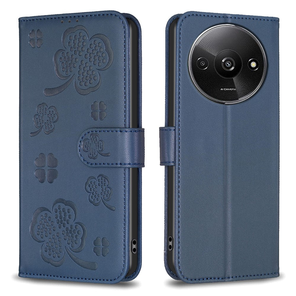 For Xiaomi Redmi A3 4G / Poco C61 4G Case Lucky Clover Leather Flip Phone Cover