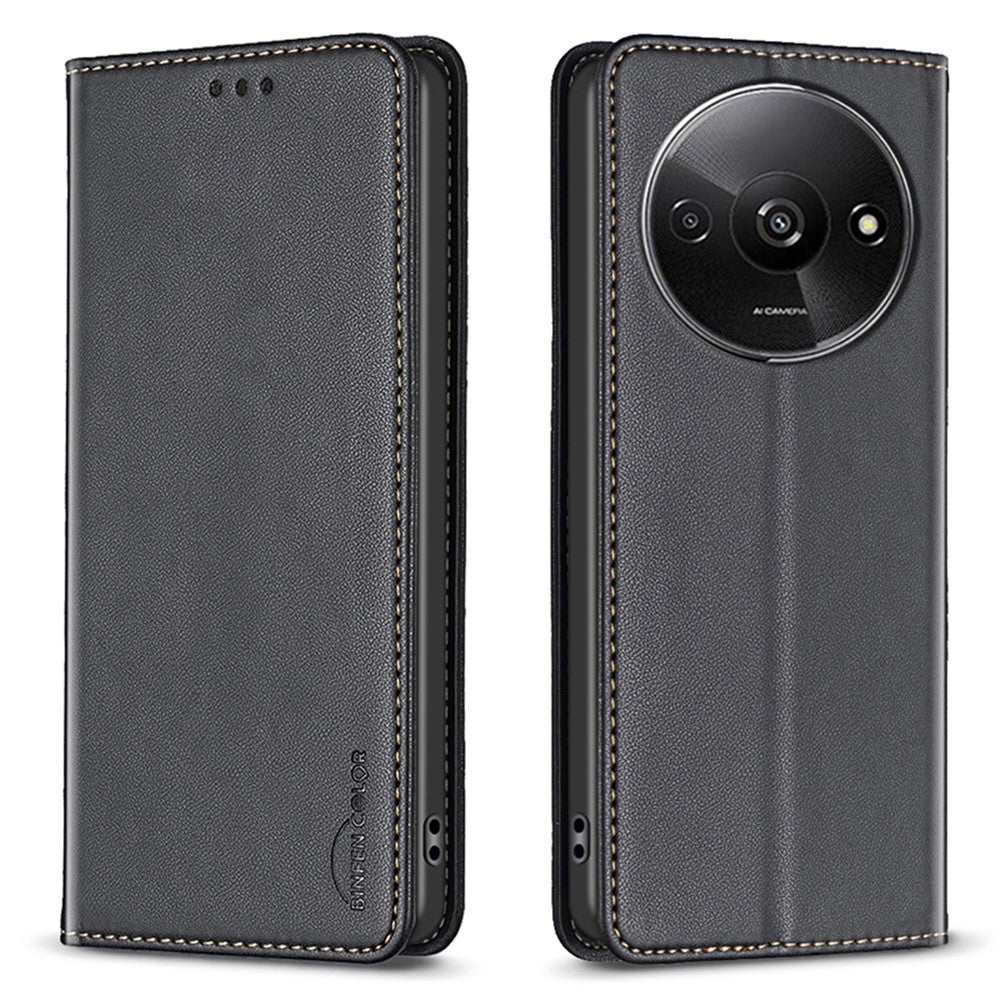 BINFEN COLOR BF18 For Xiaomi Redmi A3 4G / Poco C61 4G Case PU Leather Magnetic Closure Flip Phone Cover
