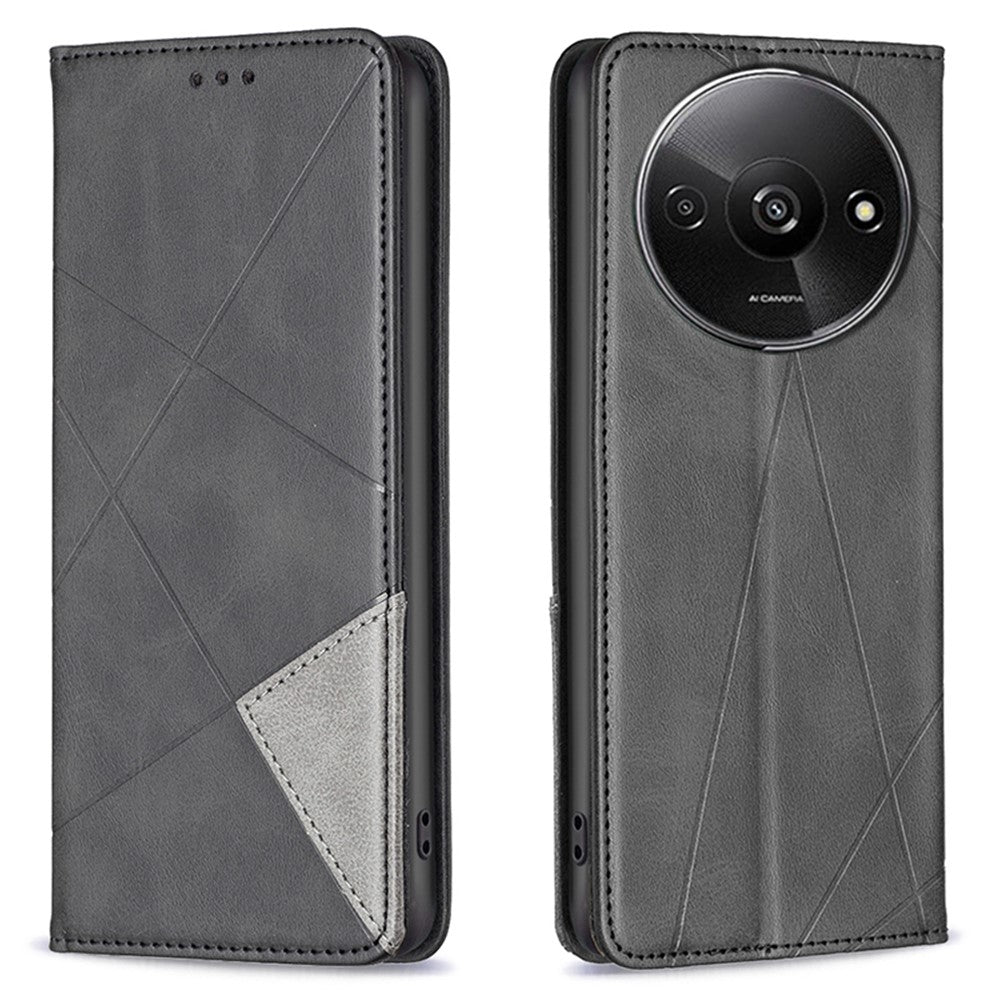 For Xiaomi Redmi A3 4G / Poco C61 4G Case with Card Slots PU Leather Rhombus Phone Cover