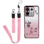 KADEM For Xiaomi Redmi Note 13 Pro 5G / Poco X6 5G Case Flower Pattern TPU Cover with Lanyard