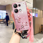 KADEM For Xiaomi Redmi Note 13 5G TPU Case Rhinestone Decor Phone Cover with Lanyard