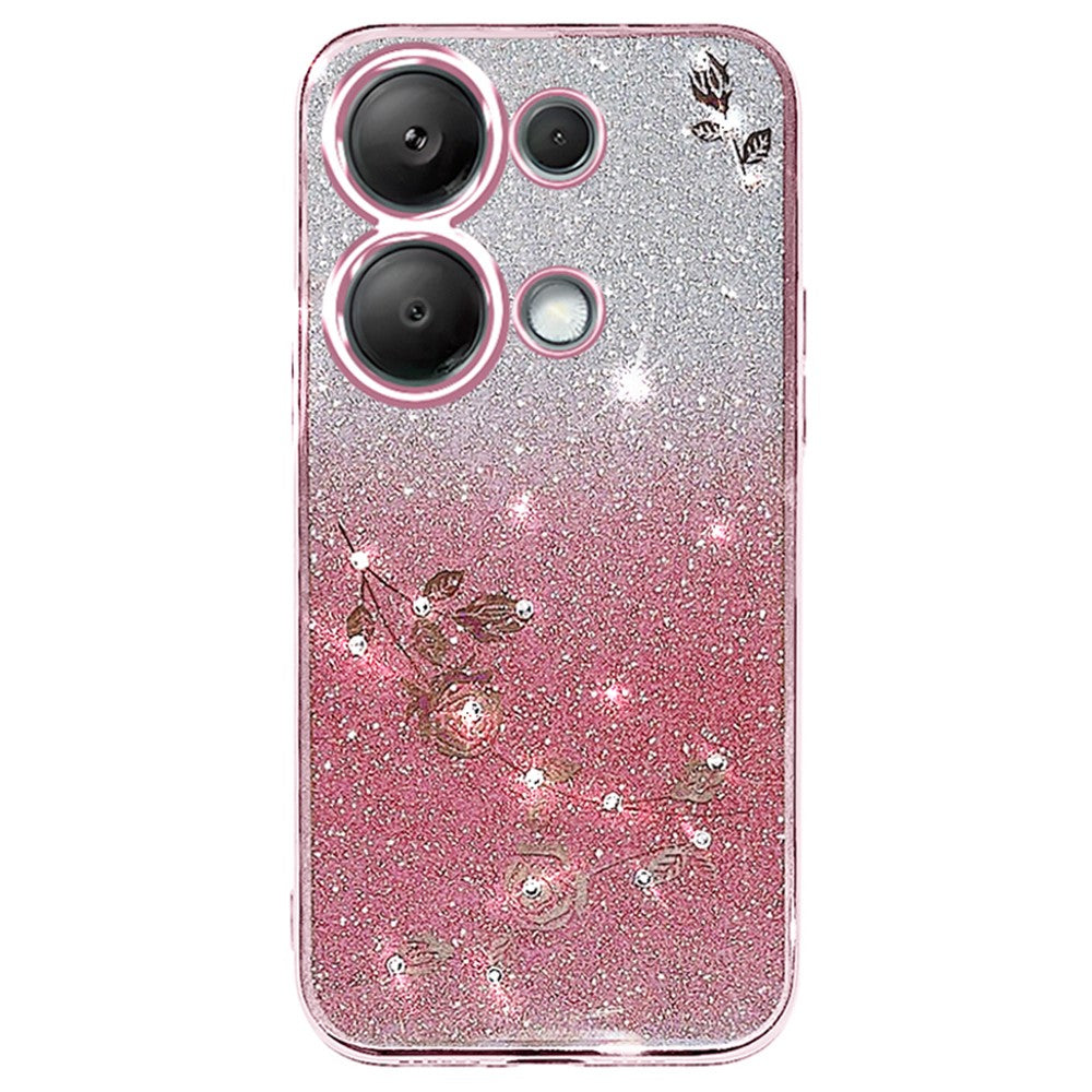 KADEM For Xiaomi Redmi Note 13 5G TPU Case Rhinestone Decor Phone Cover with Lanyard