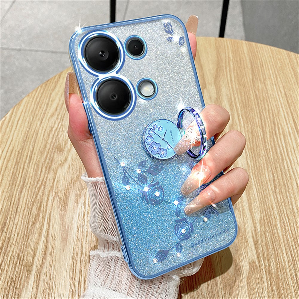 KADEM För Xiaomi Redmi Note 13 5G Mobilskal Glitter TPU-skydd med Ringstativ
