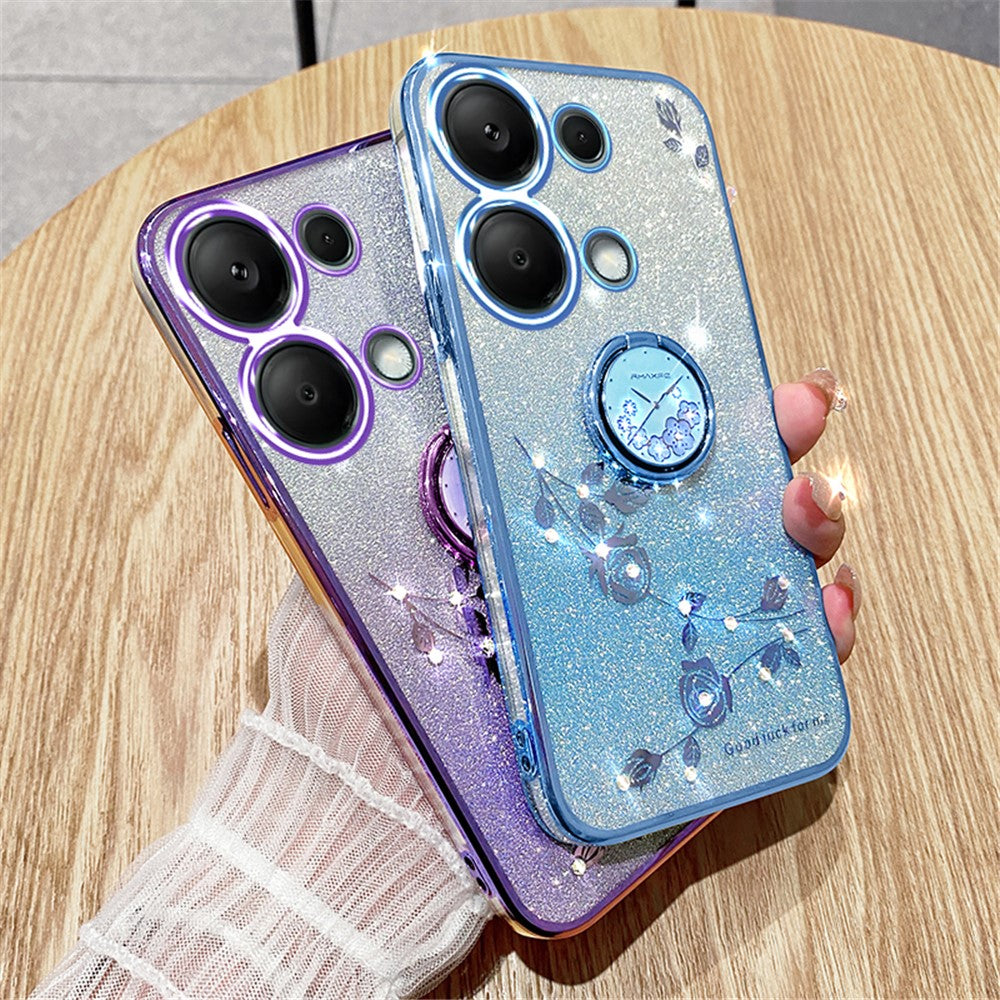 KADEM För Xiaomi Redmi Note 13 5G Mobilskal Glitter TPU-skydd med Ringstativ