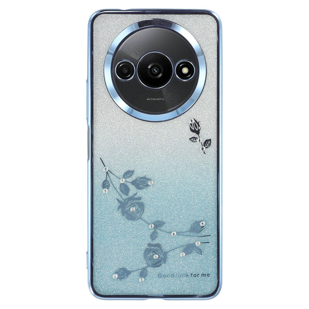 KADEM For Xiaomi Redmi A3 / Poco C61 4G Glitter Flower Case Rhinestone Decor Flexible TPU Phone Cover