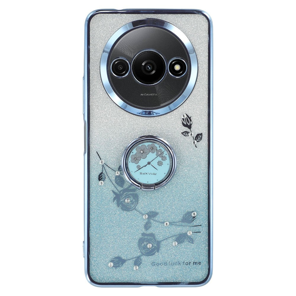 KADEM For Xiaomi Redmi A3 / Poco C61 4G TPU Case Rhinestone Flower Back Cover Ring Kickstand