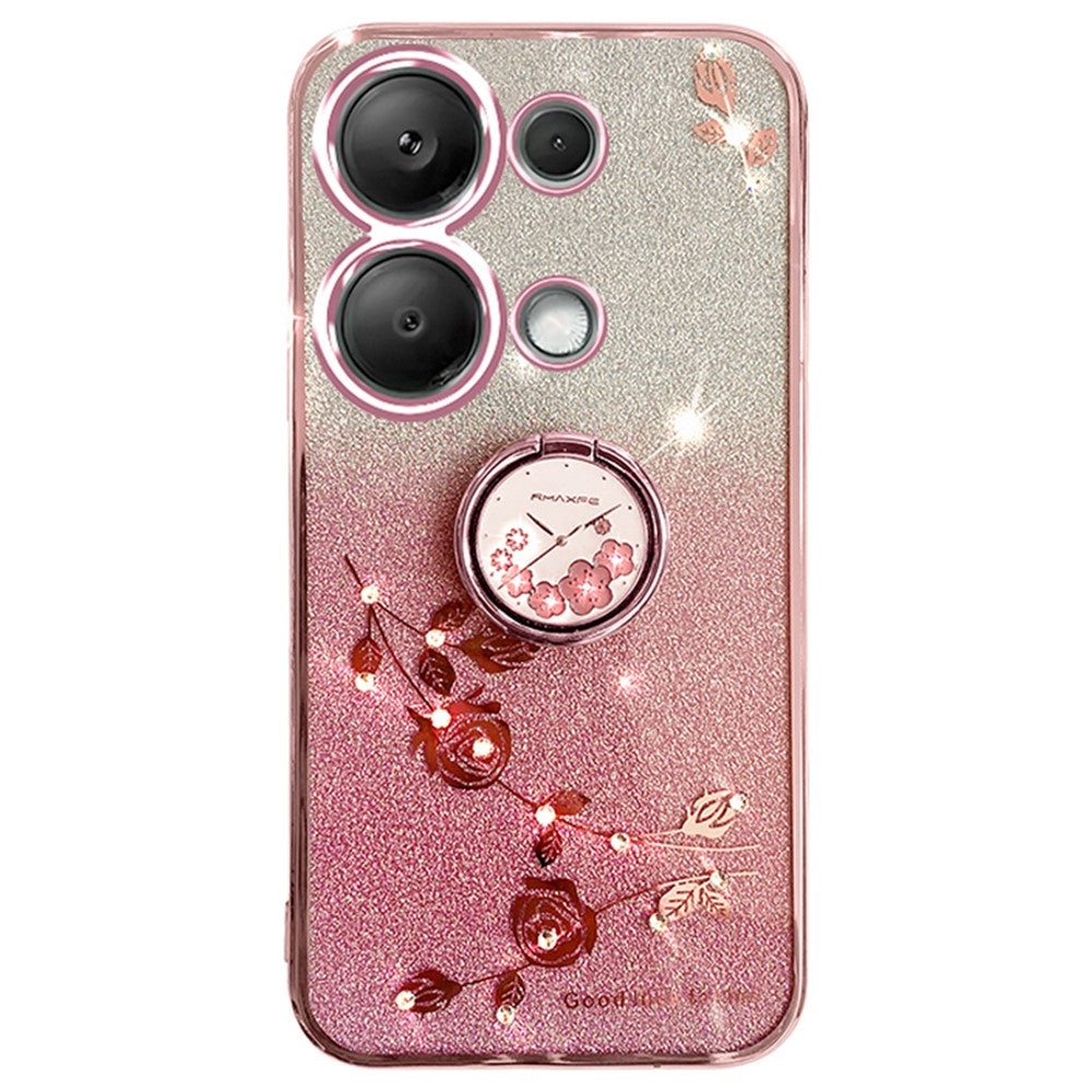 KADEM For Xiaomi Redmi Note 13 Pro 4G / Poco M6 Pro 4G Phone Case Rhinestone Decor Ring Kickstand TPU Cover