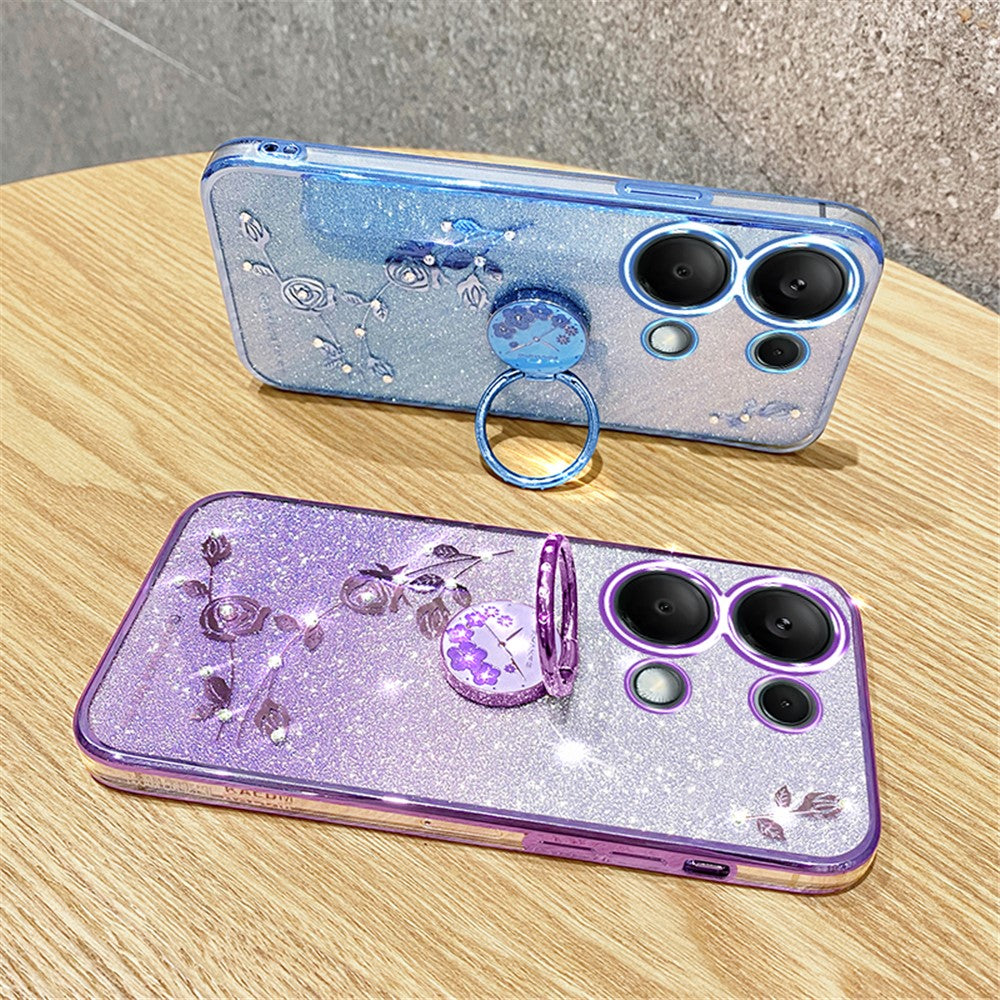 KADEM For Xiaomi Redmi Note 13 Pro 4G / Poco M6 Pro 4G Phone Case Rhinestone Decor Ring Kickstand TPU Cover