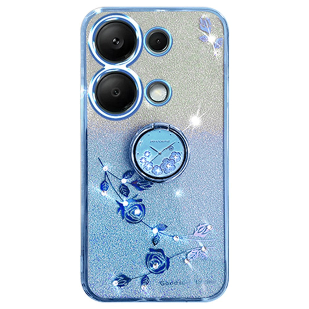 KADEM För Xiaomi Redmi Note 13 Pro 4G / Poco M6 Pro 4G mobilskal Strass Dekor Ring Stativ TPU Skal