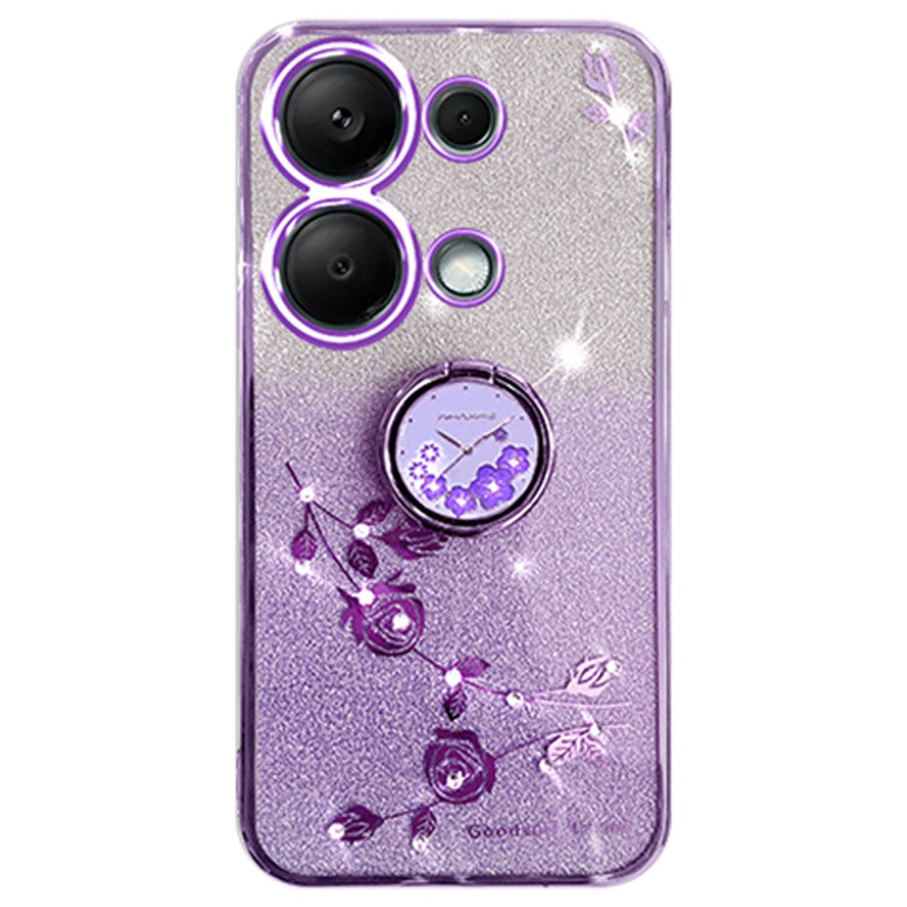 KADEM For Xiaomi Redmi Note 13 Pro 4G / Poco M6 Pro 4G Phone Case Rhinestone Decor Ring Kickstand TPU Cover