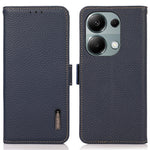 KHAZNEH For Xiaomi Redmi Note 13 4G Wallet Case Genuine Cow Leather+TPU Phone Cover