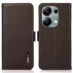 KHAZNEH For Xiaomi Redmi Note 13 4G Wallet Case Genuine Cow Leather+TPU Phone Cover