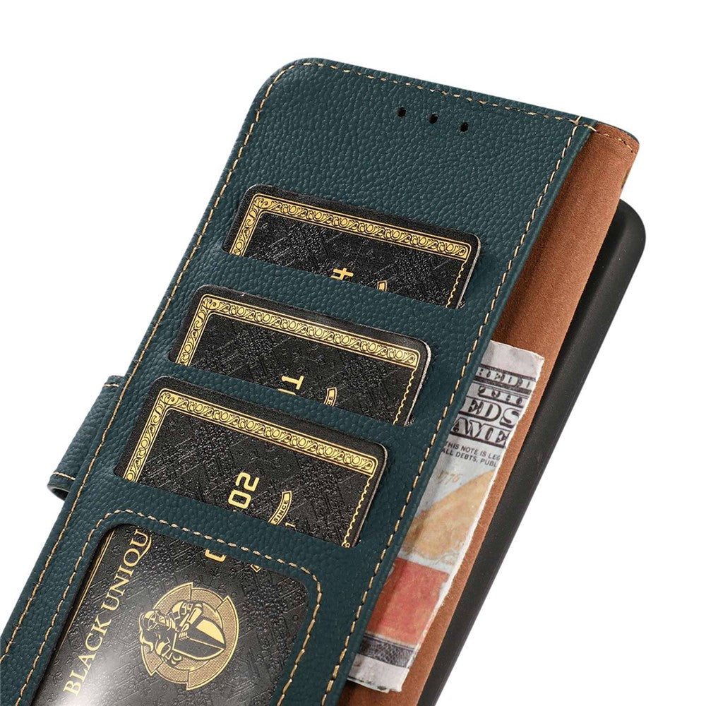 KHAZNEH For Xiaomi Redmi Note 13 4G Case Genuine Cow Leather Phone Wallet Cover RFID Blocking