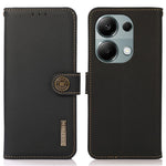 KHAZNEH For Xiaomi Redmi Note 13 4G Case Genuine Cow Leather Phone Wallet Cover RFID Blocking